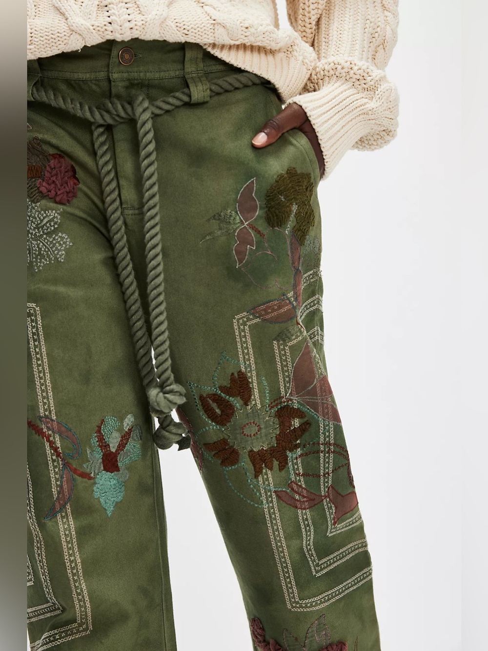 NWOT Free People We The Free Electric Sands Embroidered Pants - Picture 2 of 9